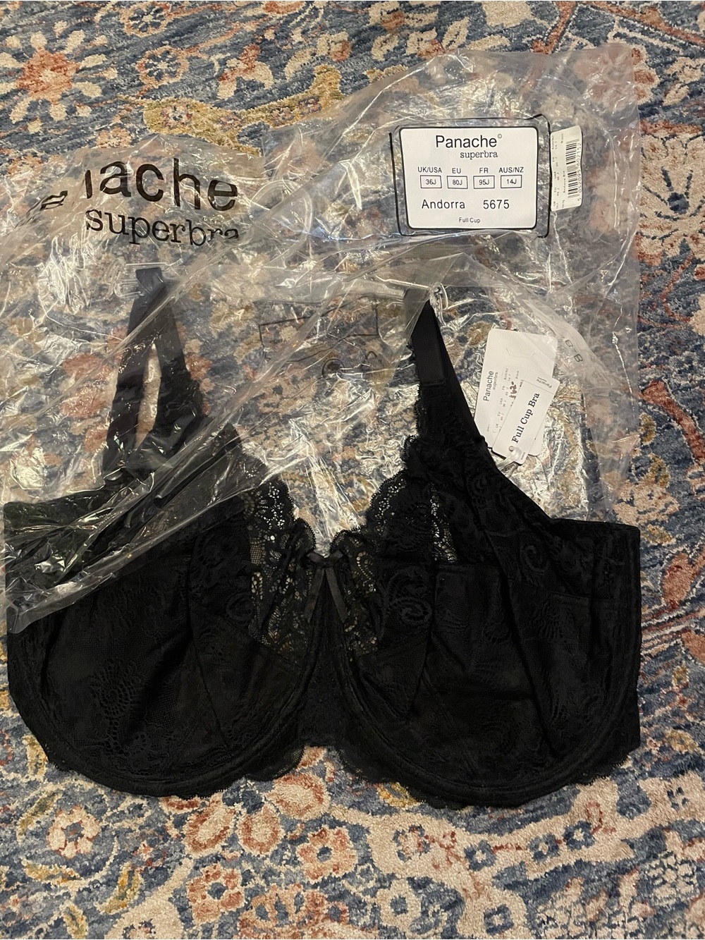 Panache Black Lace Full-Cup Bra